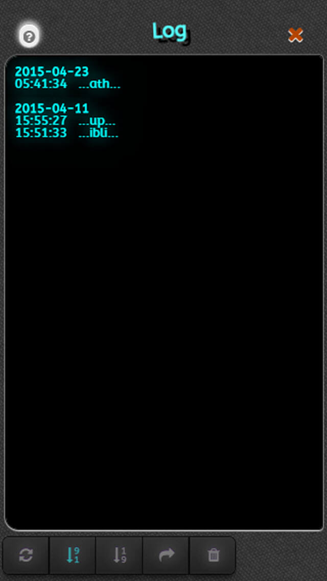 Log screen